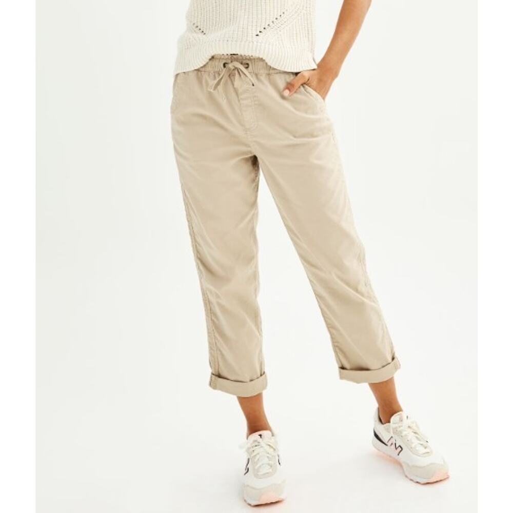Sonoma Womens Plus 3X Easy Paper Bag Waist Mid Rise Cuff Capri Riviera Sand NWT